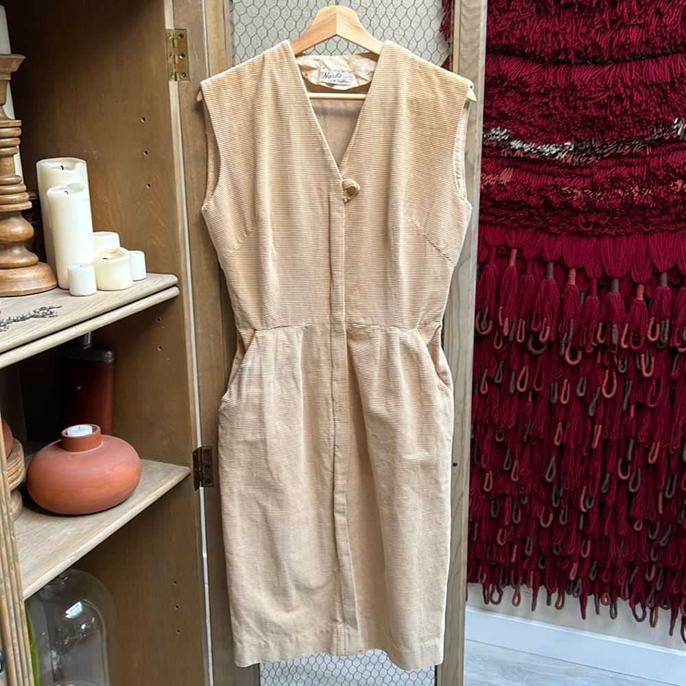 Vintage Tan Sleeveless Dress